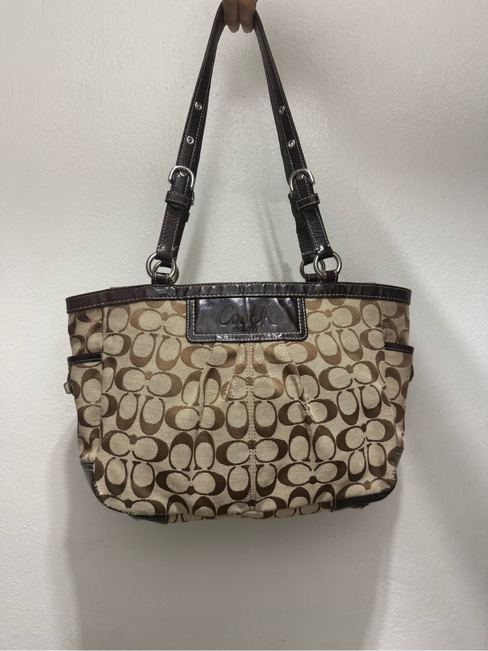 Coach Brown Signature Canvas Shoulder Bag